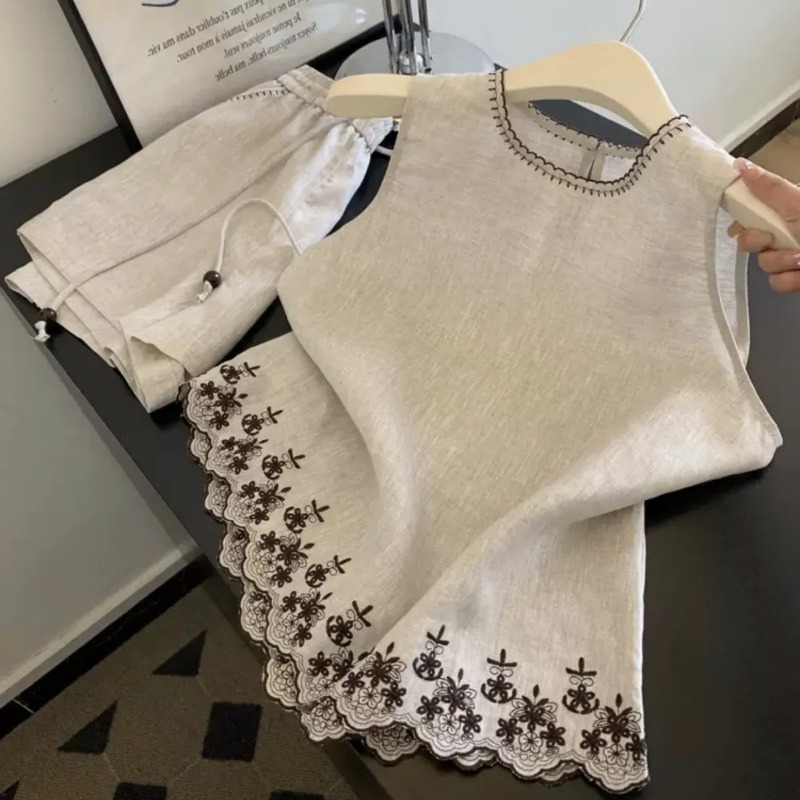 Embroidery Vest - Eenvoudig oud geldstijl katoen en linnen