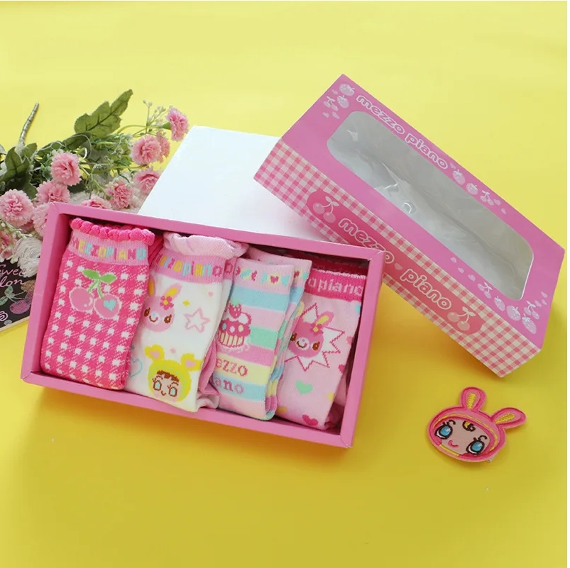 Embroidery On Socks - Japanse Cartoon Leuke Zoete Liefde Konijn