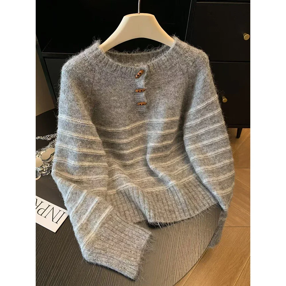 Embroidery A - Herfst Winter Dames gestreepte wollen kasjmier