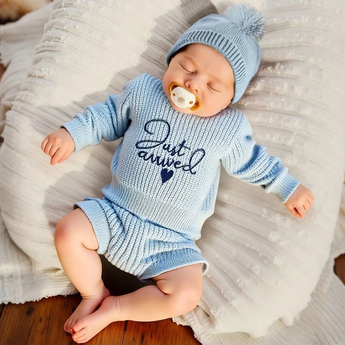 Embroidery World - 3-delige set gebreide outfits voor pasgeboren