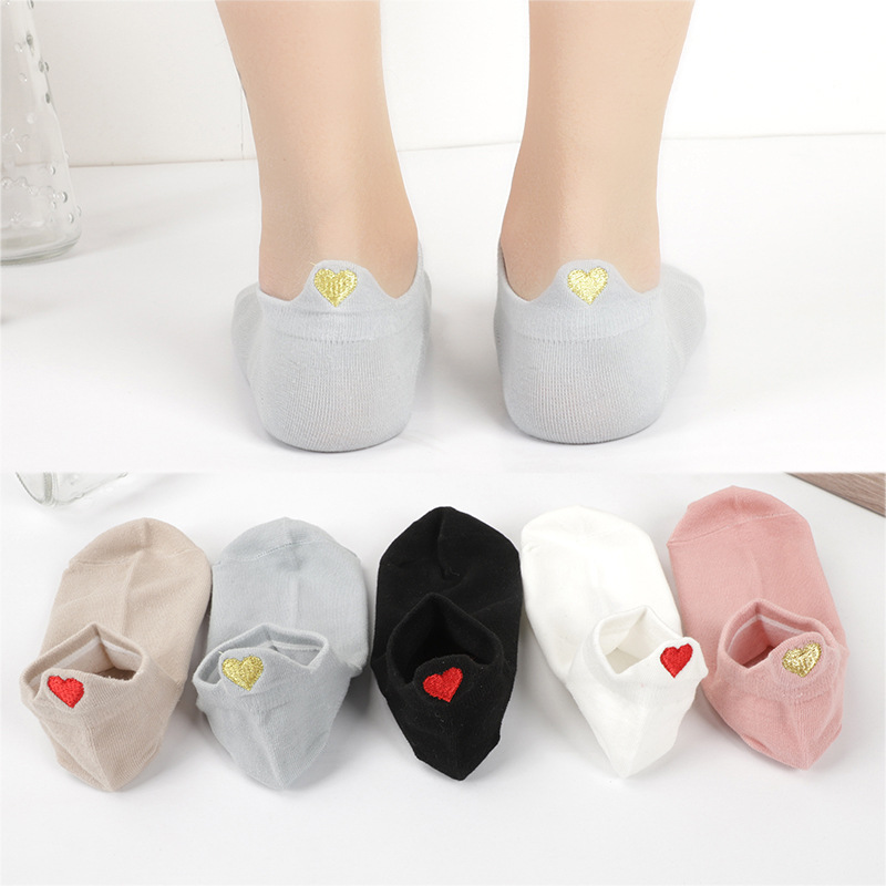 Embroidery On Socks - Grappige hak schattig borduurwerk liefdeshartsokken met