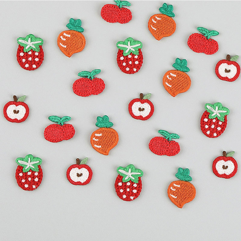 Embroidery On Socks - 100 stuks kinderhaaraccessoire borduurpatches aardbei appel