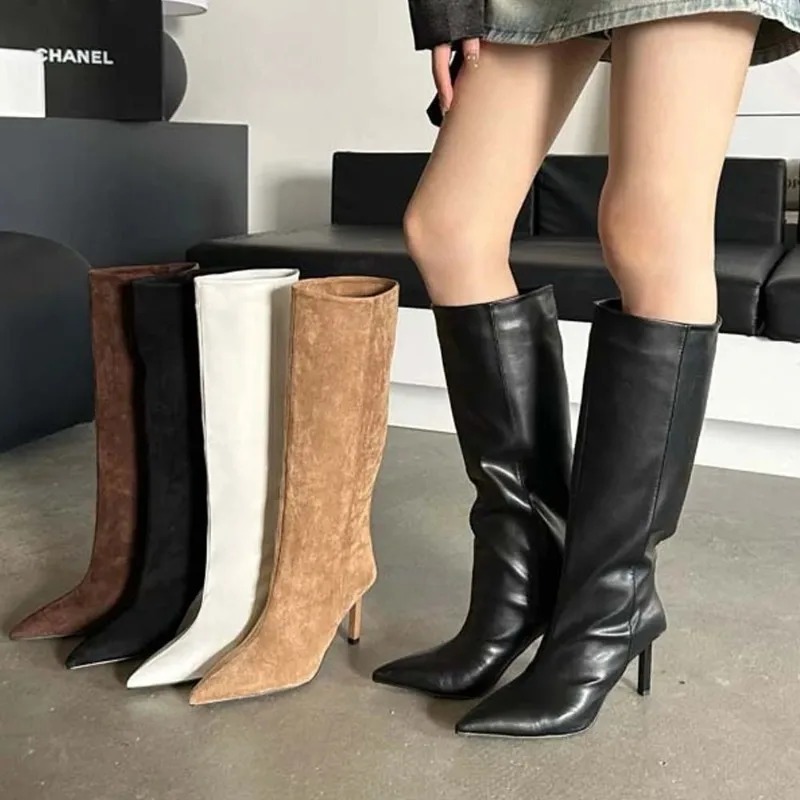 Embroidery Ideas - Luxe Vrouwen Lange Laarzen Mode Suede