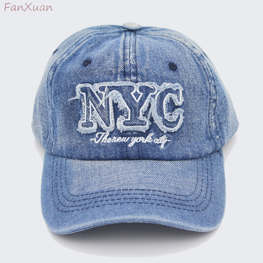 Embroidery Nyc - Denim Baseball Cap Nyc Letters Borduurwerk