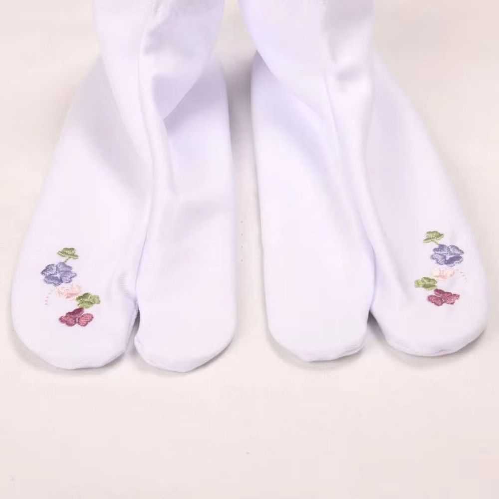 Embroidery On Socks - Geborduurde Bloemen Twee-Teen Sokken Halve Kuit