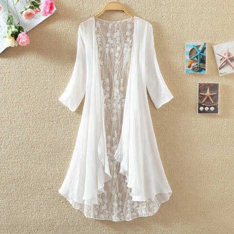 Embroidery Cardigan - Boho Holiday Beach Zomervest Dames Kant