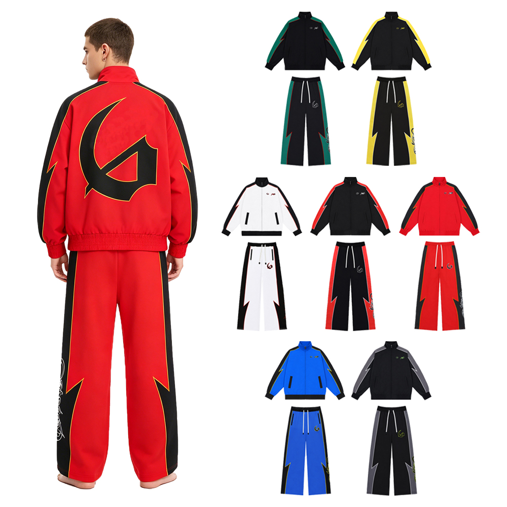 Embroidery In The Piece - Y2k streetwear herensets tweedelig sporttrainingspak met