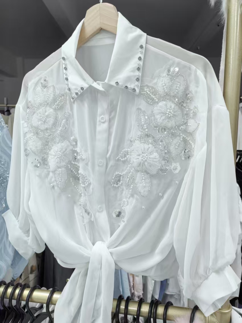 Embroidery Cardigan - Streetwear Zomer Zonnebrandcrème Blouses Shirts voor