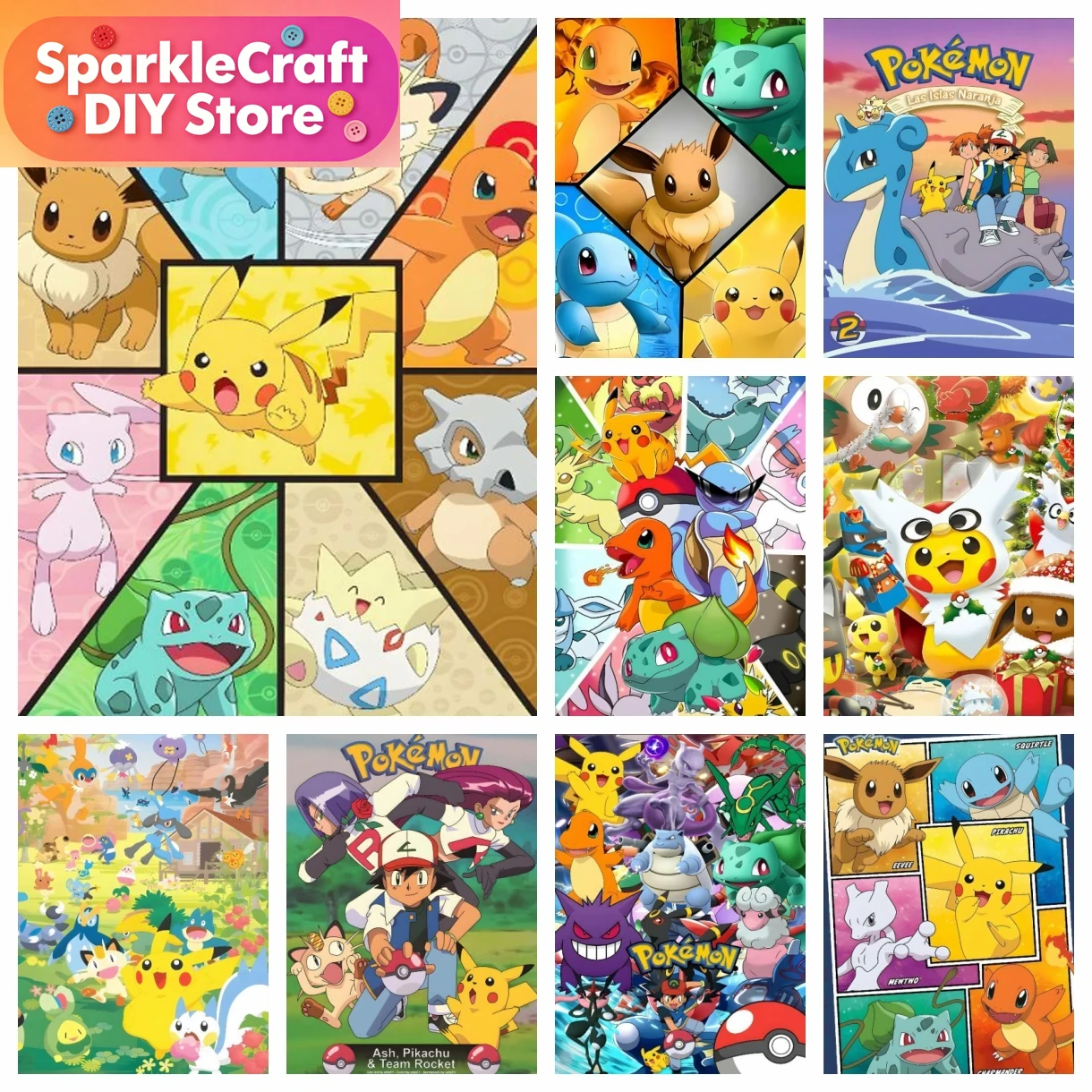 Embroidery Ideas - 1pc frameloze Cartoon Pokemon Anime Diamond