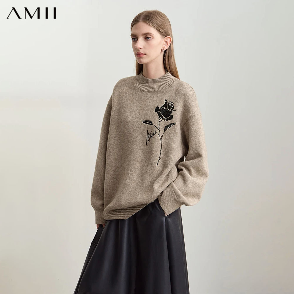 Embroidery Rose - Amii Truien voor Herfst Winter Dameskleding
