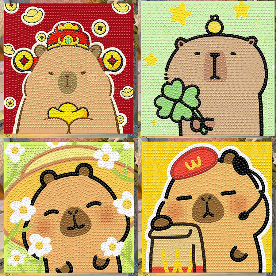 Embroidery Ideas - Cartoon Capibala Crystal Diamond decoratief schilderij