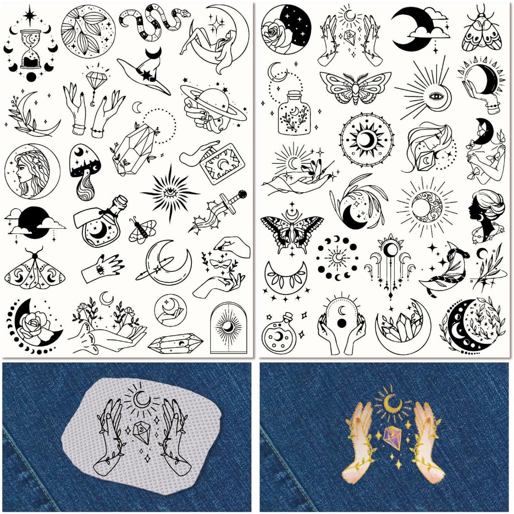 Embroidery Ideas - 51 Stuks Boho Maan Zon Wateroplosbare
