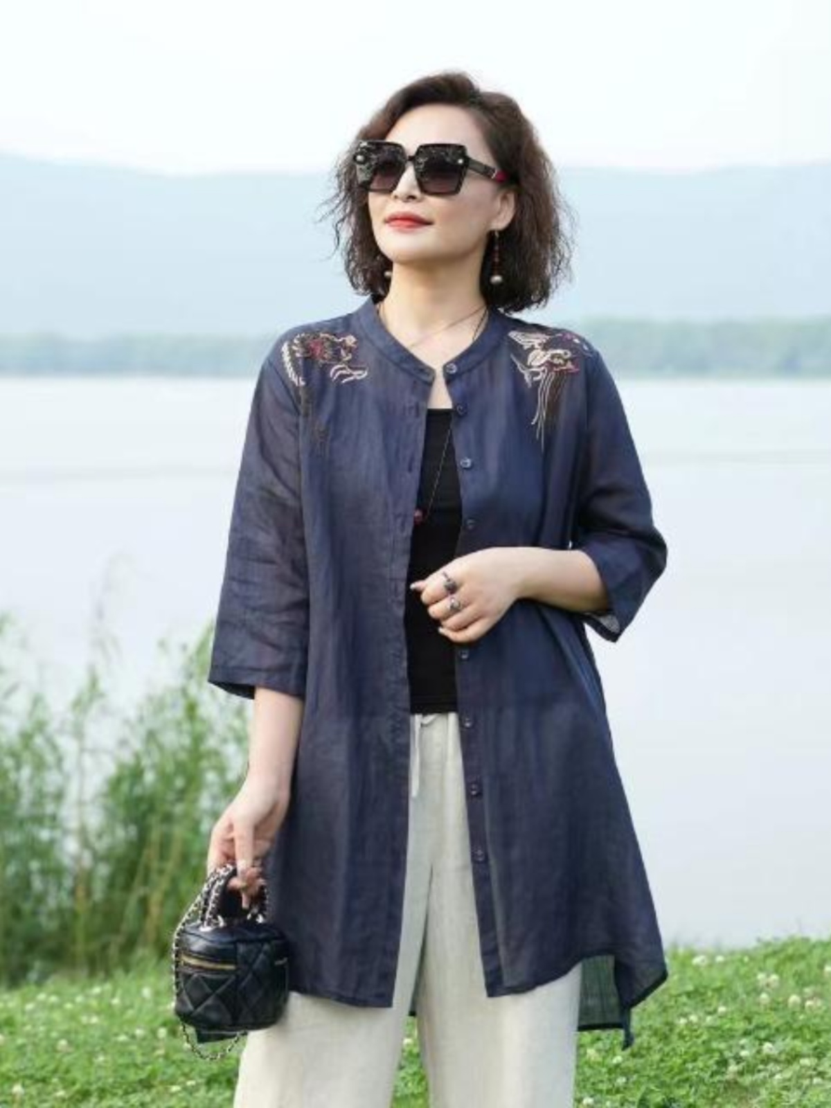 Retro geborduurd katoen-linnen - Embroidery Cardigan recensie en prijs