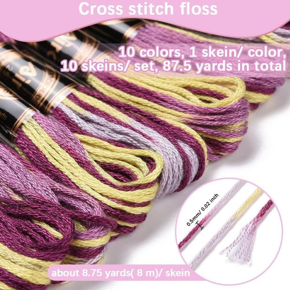 6-strengen paars bonte borduur - Embroidery Diy recensie en prijs