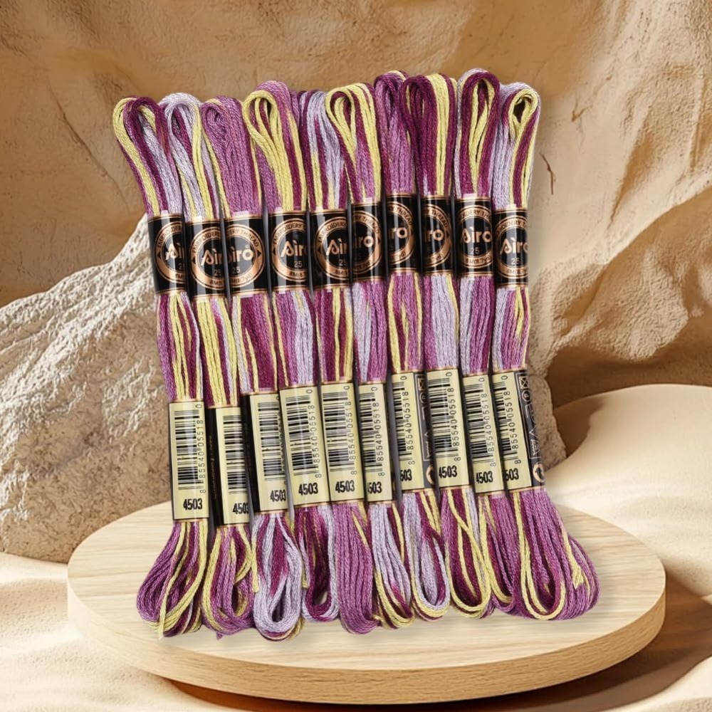 6-strengen paars bonte borduur - Embroidery Diy recensie en prijs