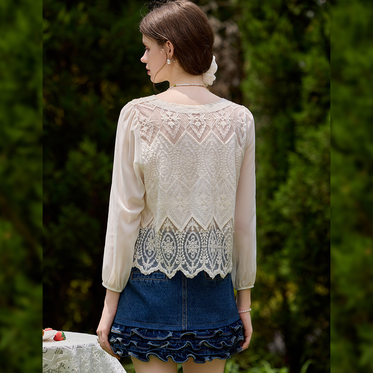 LOUIS YAO Zoet Kant V-hals Ves - Embroidery Cardigan recensie en prijs