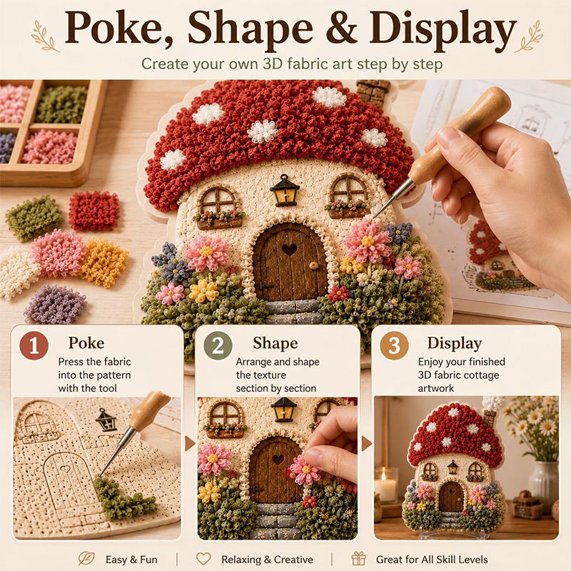 3D Mushroom House Poke Art DIY - Embroidery A recensie en prijs