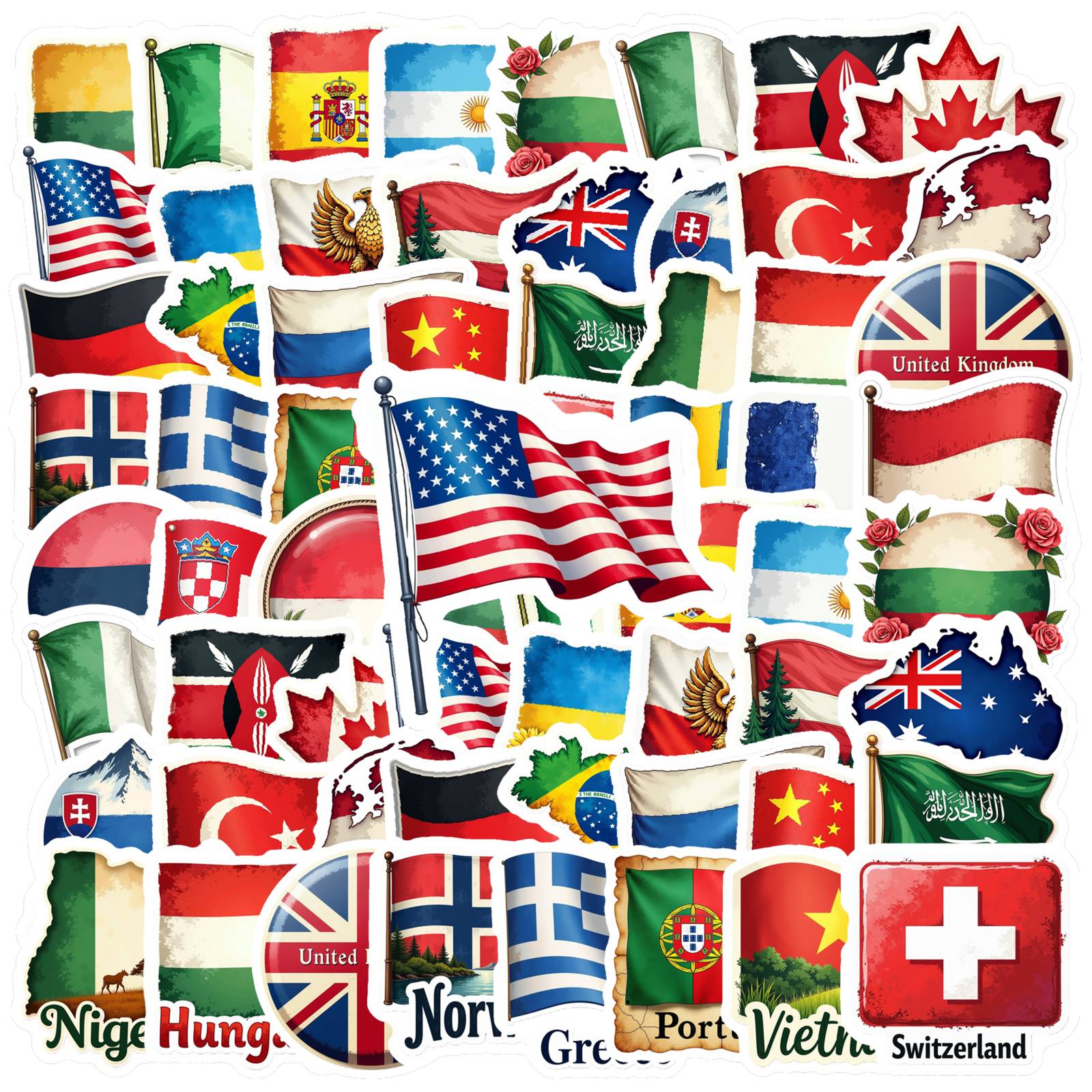 35 stuks landvlagstickers wate - Embroidery World recensie en prijs