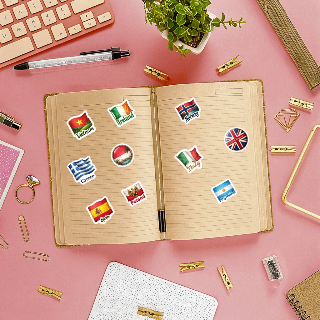 35 stuks landvlagstickers wate - Embroidery World recensie en prijs