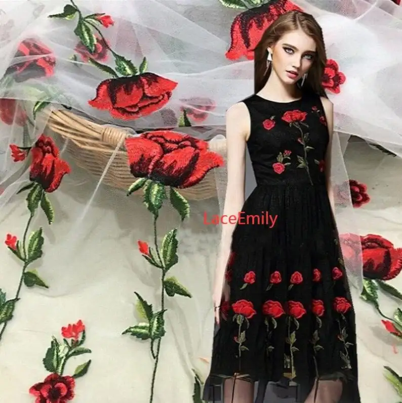 Rode Roos Kant Stof bloem bord - Embroidery Rose recensie en prijs