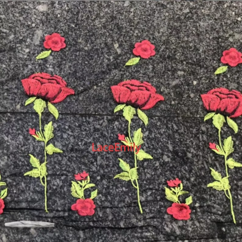Rode Roos Kant Stof bloem bord - Embroidery Rose recensie en prijs