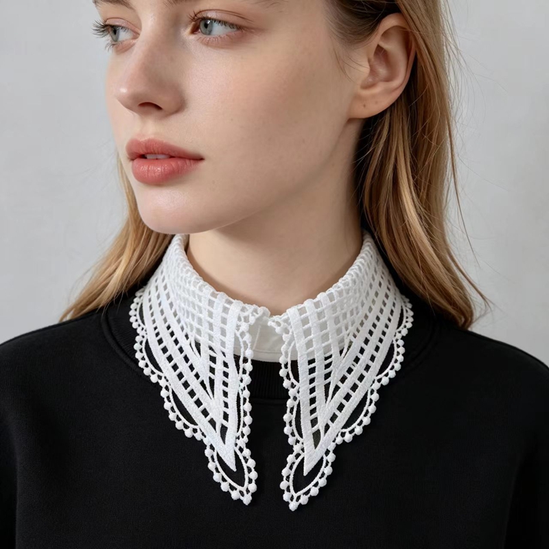 Dames witte geruite valse kraa - Embroidery A recensie en prijs