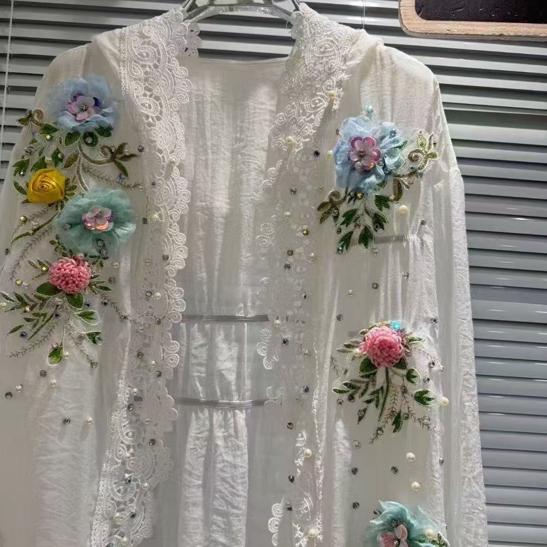 Ademend katoen gemengd wit zon - Embroidery Cardigan recensie en prijs