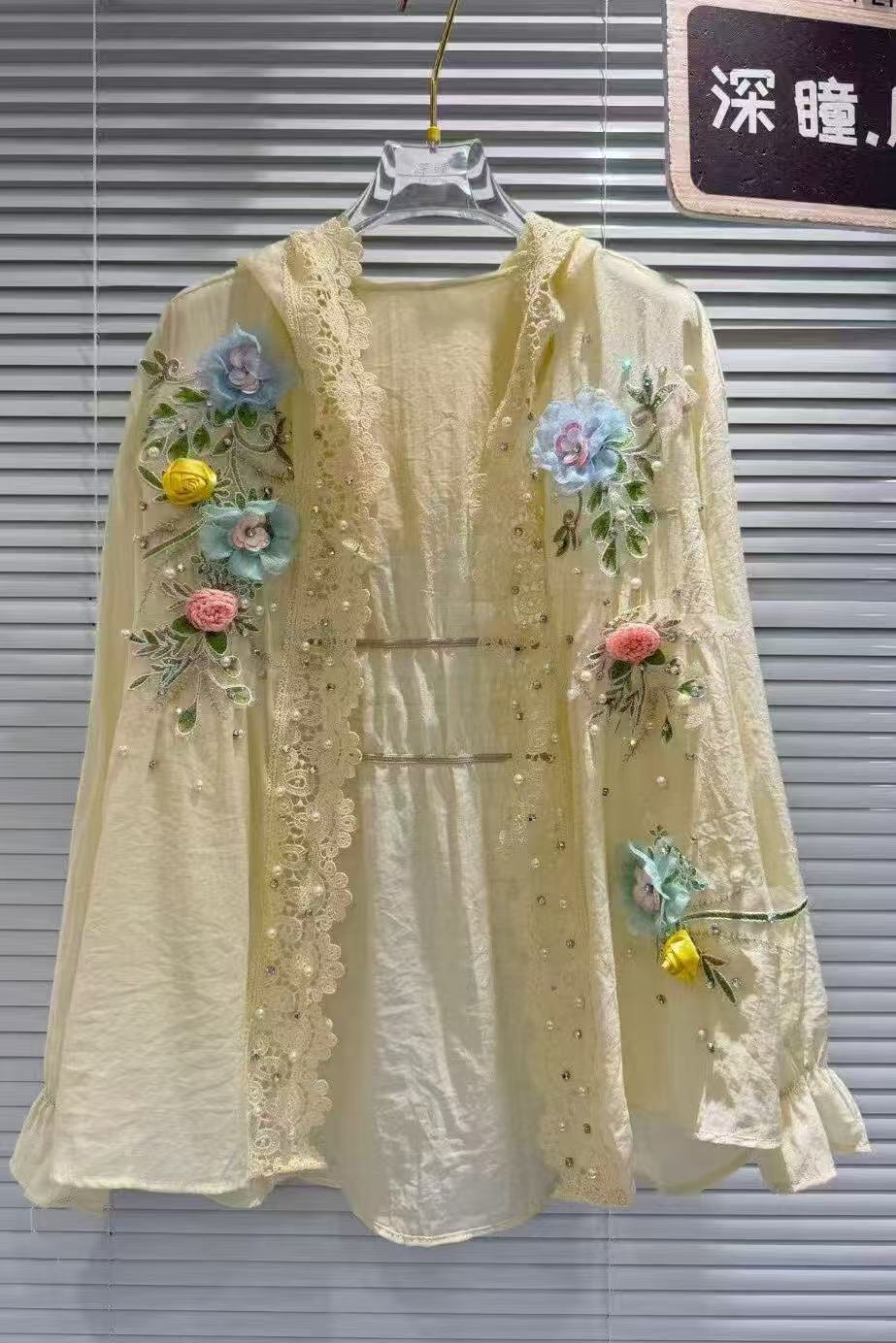 Ademend katoen gemengd wit zon - Embroidery Cardigan recensie en prijs