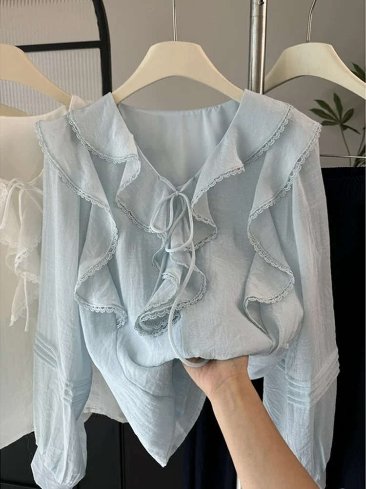 Franse V-hals chique blouse me - Embroidery A recensie en prijs